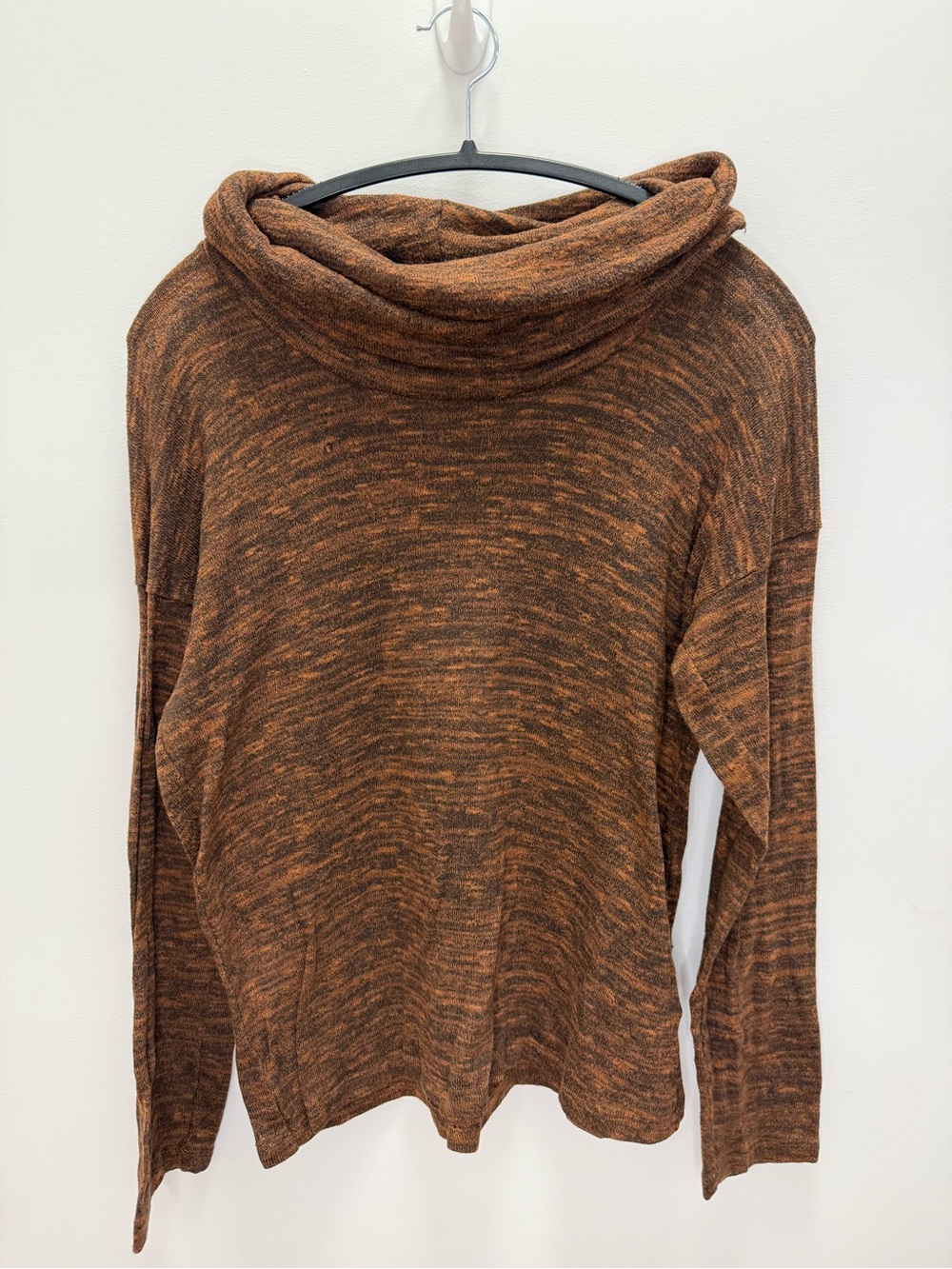 Jones New York Brown Marled Cowl Neck Sweater L Oversized